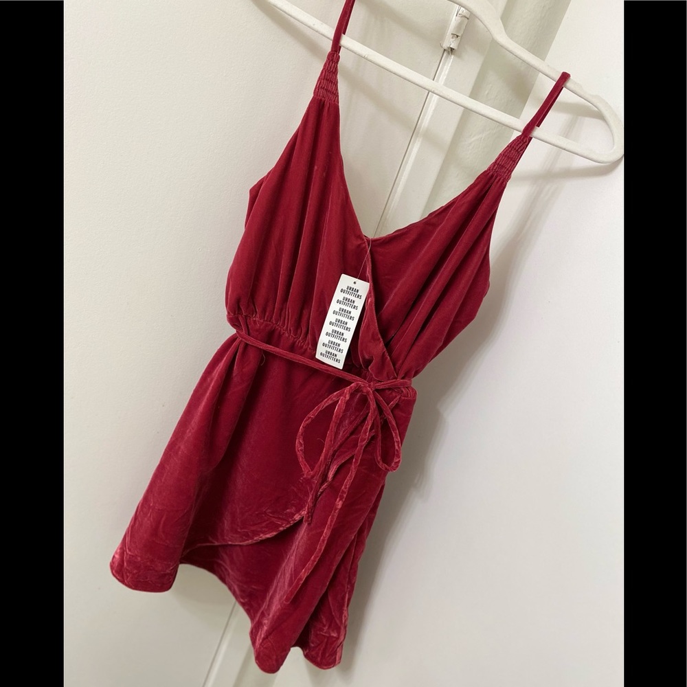 UO JOELLE mini velvet wrap dress urban outfitters